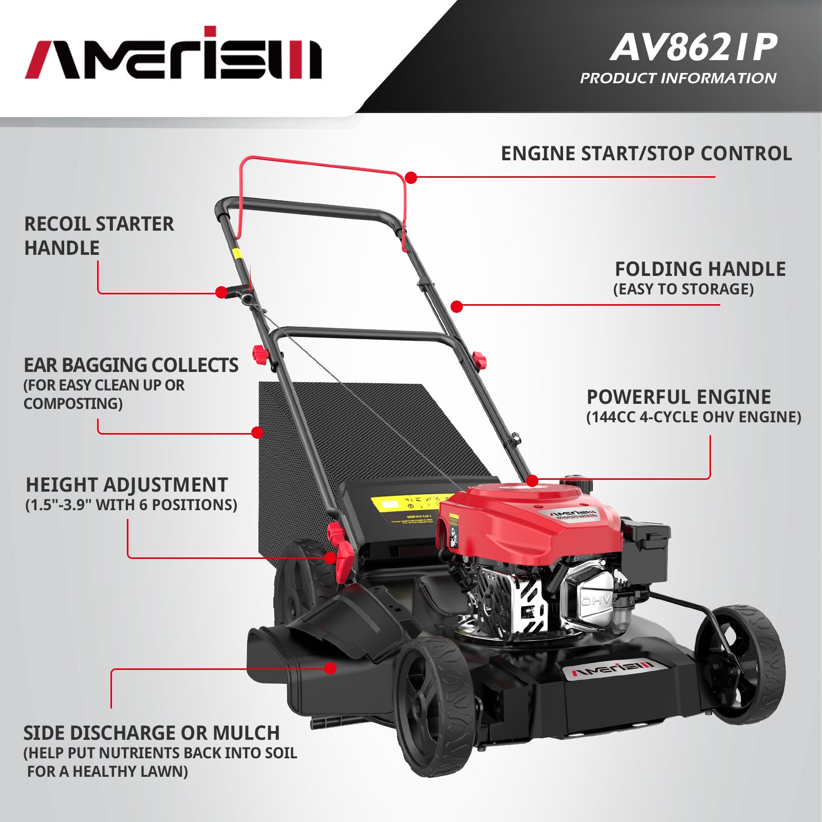 amerisun-lawn-mower-av8721p-tondeuse-thermique-53-cm-144cc-3-en-1 image 3