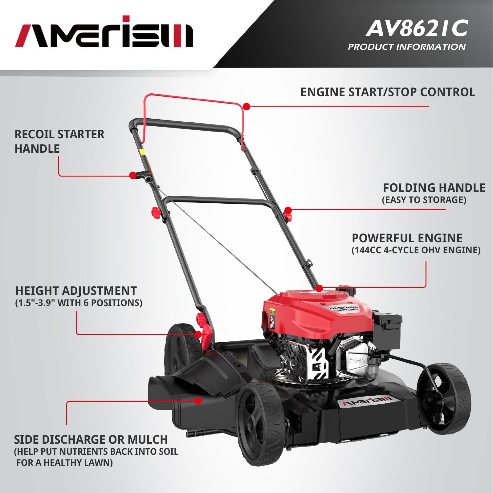 amerisun-lawn-mower-av8721c-tondeuse-thermique-21-pouces-144cc image 2